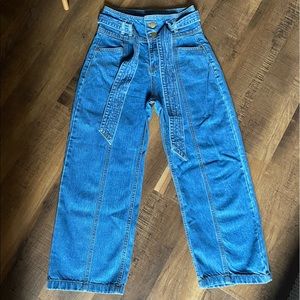 Barrel Leg Jeans with Tie Detail - New Without Tags